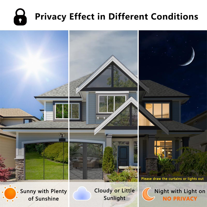 Lmlpt One Way Window Privacy Film See Out Not in Heat Control Windows Tint for Home Sun Blocking Anti UV Mirror Glass Tinting Films Self-Adhesive Door Coverings,Diamond Black Silver,23.6X118.1inch - Image 5